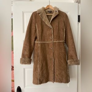 Vintage PENNY LANE Shearling Faux Suede Almost Famous Long Coat Size Small